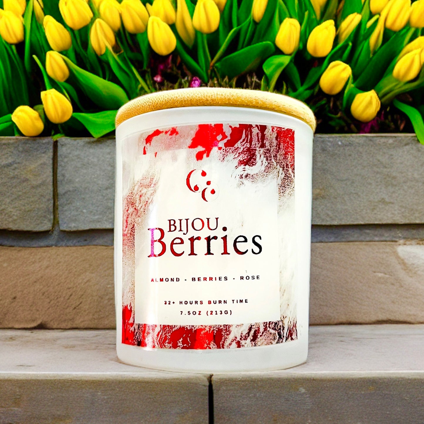 Couture Candlez by Jewelz luxury red foiled candle with notes of almond, berries, & rose (Bijou Berries)