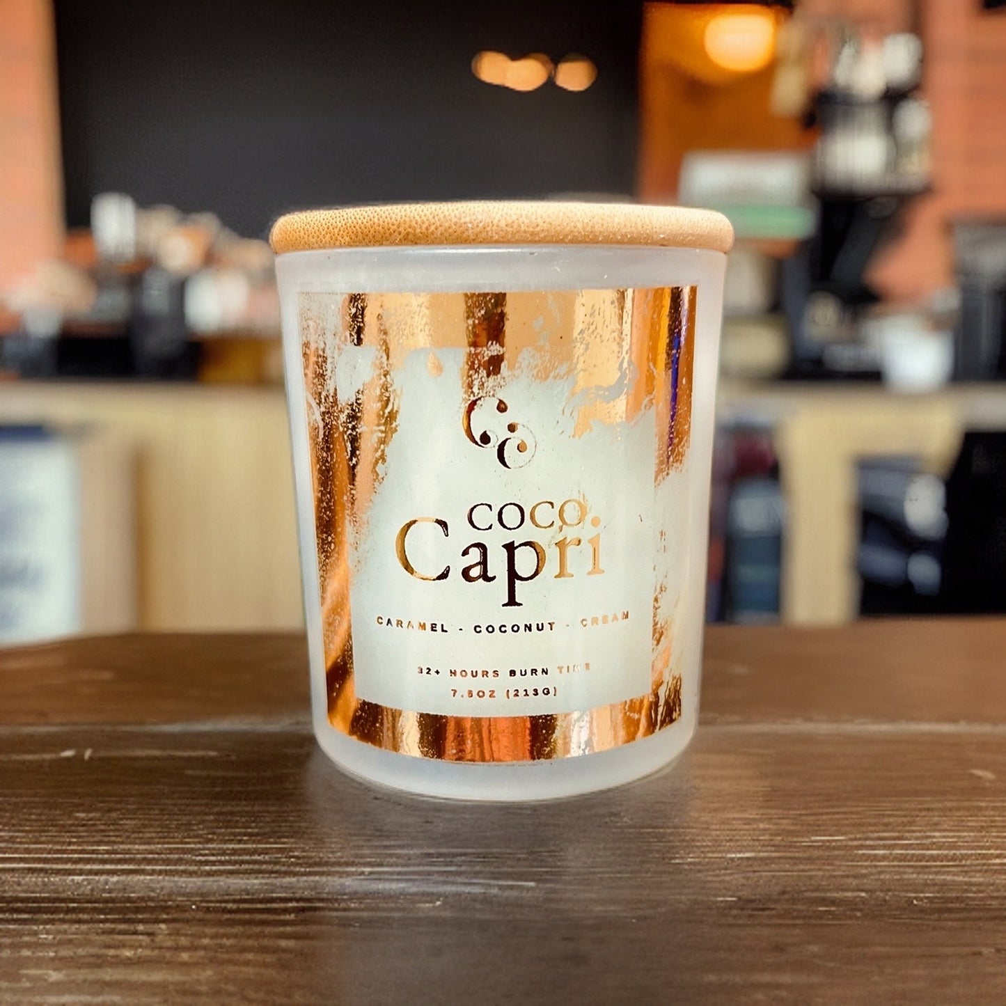Couture Candlez by Jewelz luxury copper foiled candle with notes of caramel, coconut, & cream (Coco Capri)