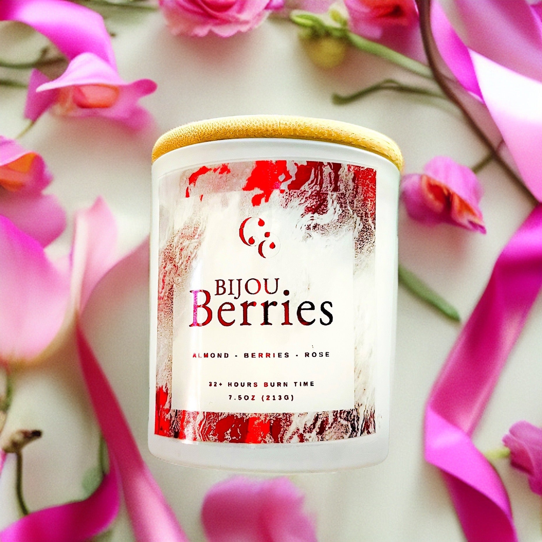 Couture Candlez by Jewelz luxury red foiled candle with notes of almond, berries, & rose (Bijou Berries)