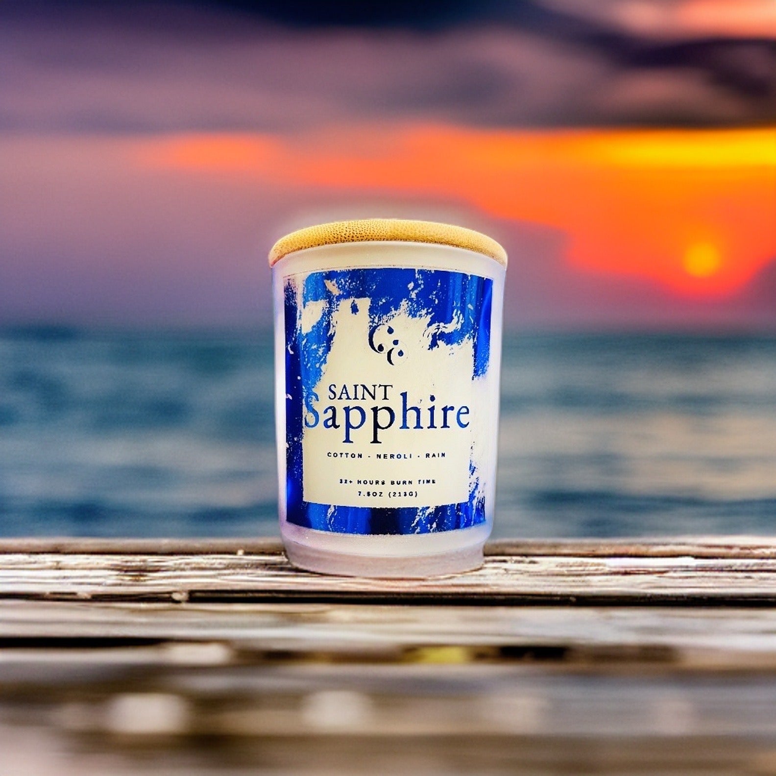Couture Candlez by Jewelz luxury candle with notes of cotton, neroli, & rain (Saint Sapphire)