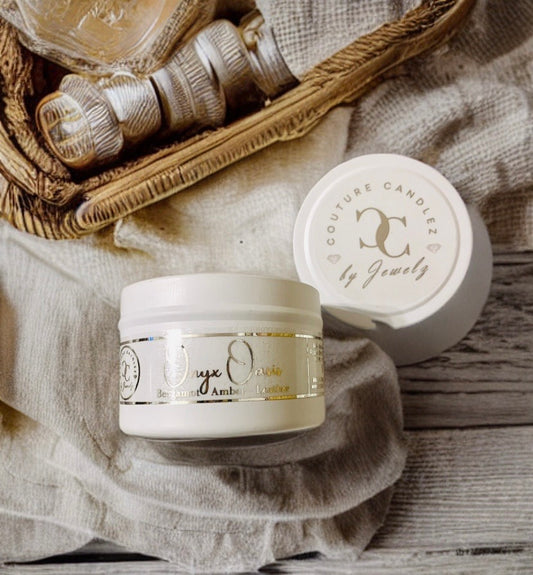 Couture Candlez by Jewelz luxury mini candle with notes of amber, bergamot, & leather (Onyx Oasis)