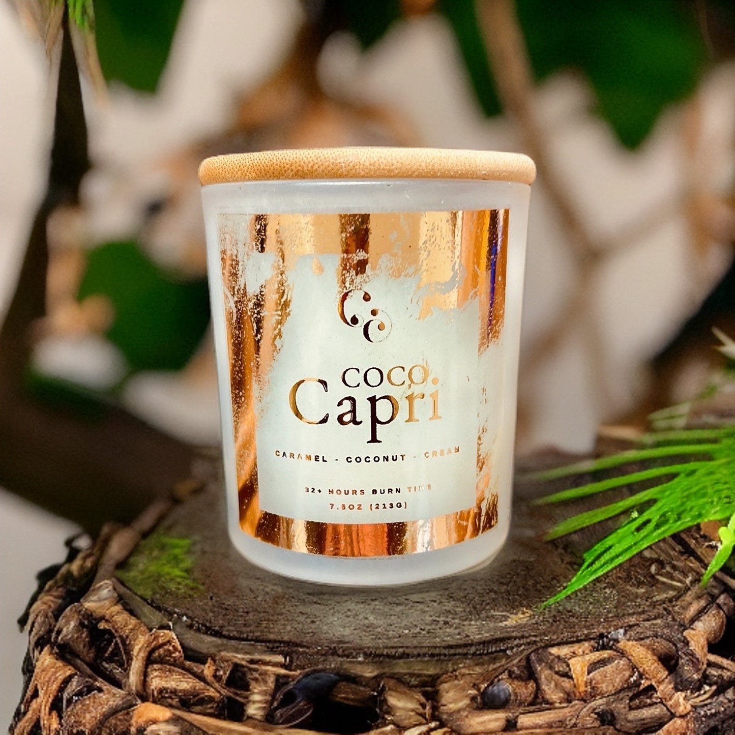 Couture Candlez by Jewelz luxury copper foiled candle with notes of caramel, coconut, & cream (Coco Capri)