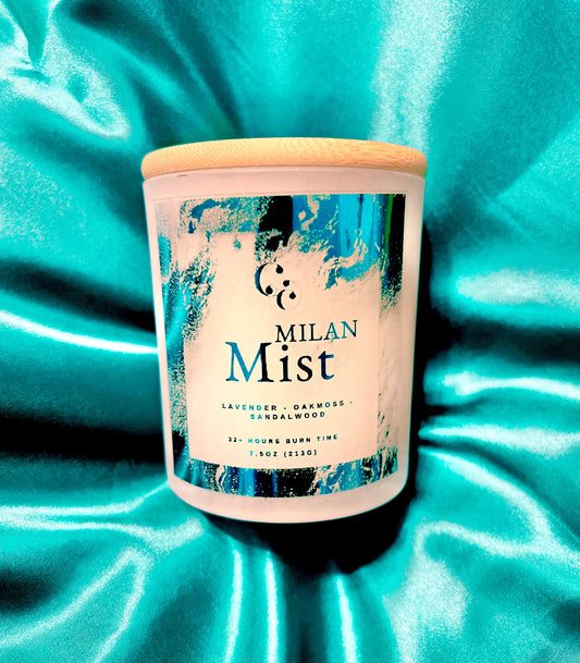 Couture Candlez by Jewelz luxury candle with notes of lavender, oakmoss, & sandalwood (Milan Mist)