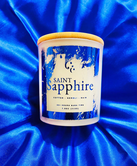 Couture Candlez by Jewelz luxury candle with notes of cotton, neroli, & rain (Saint Sapphire)