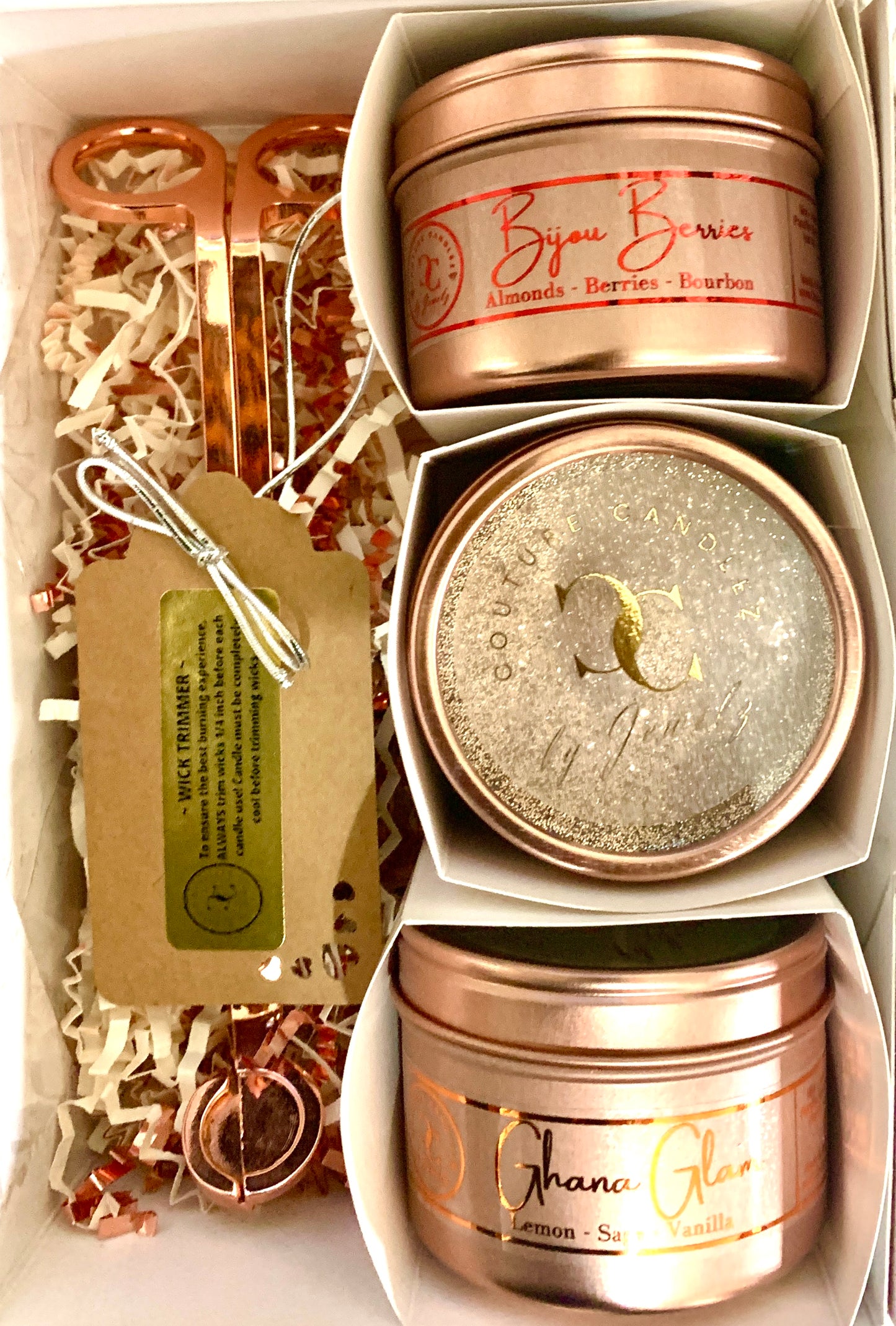 Couture Candlez by Jewelz Rose Gold Luxury Mini Candle Sampler Gift Set (Treasure de Trois)