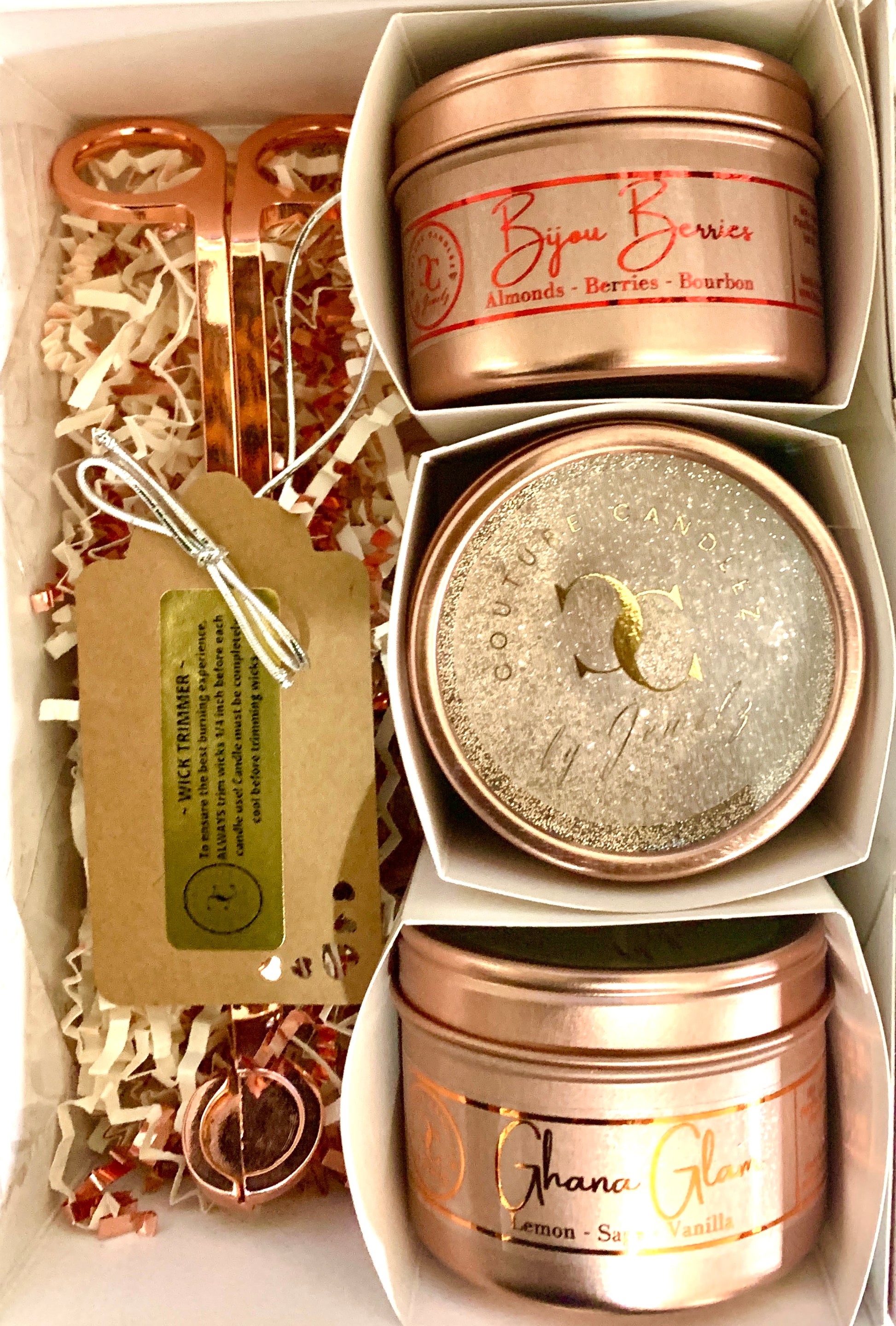 Couture Candlez by Jewelz Rose Gold Luxury Mini Candle Sampler Gift Set (Treasure de Trois)