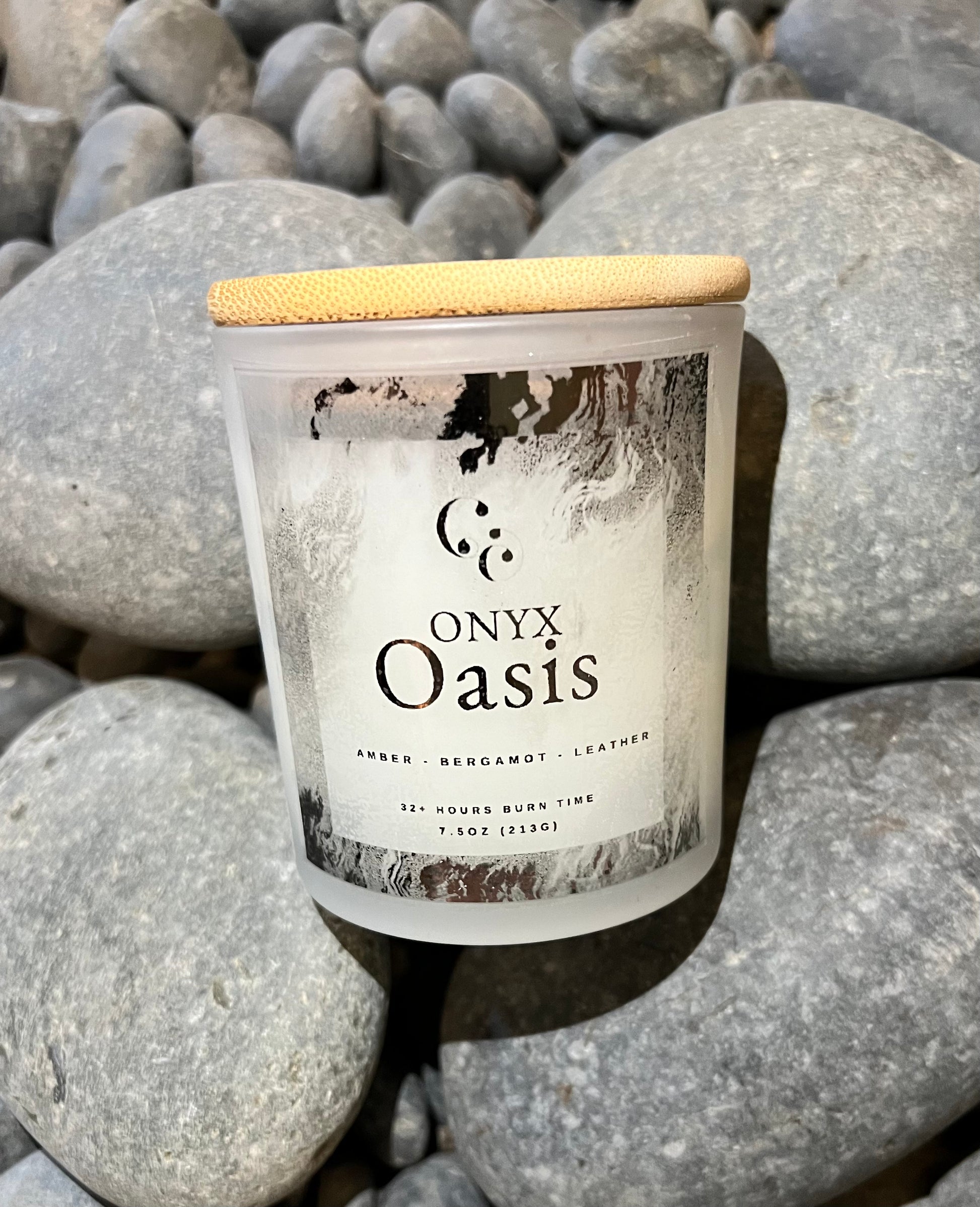 Couture Candlez by Jewelz luxury candle with notes of amber, bergamot, & leather (Onyx Oasis)