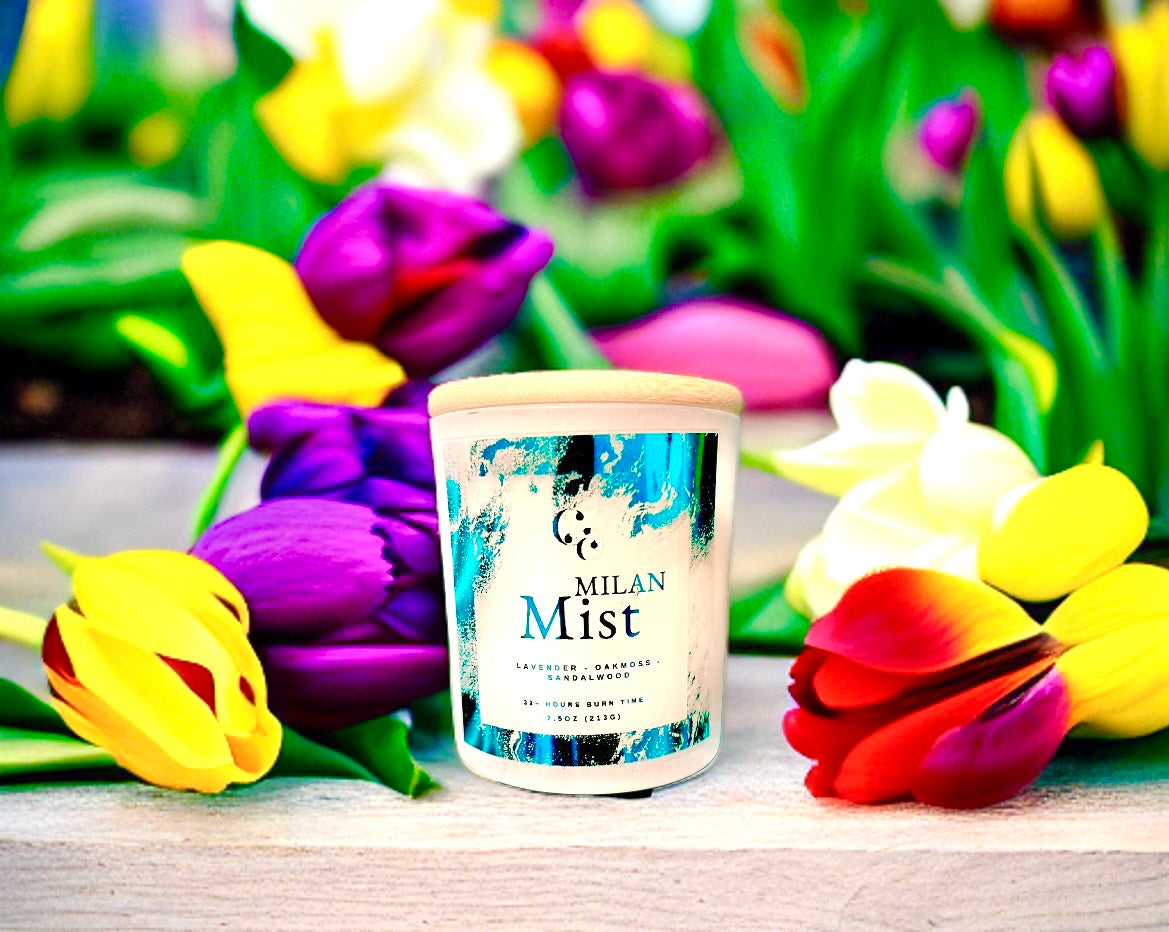 Couture Candlez by Jewelz luxury candle with notes of lavender, oakmoss, & sandalwood (Milan Mist)
