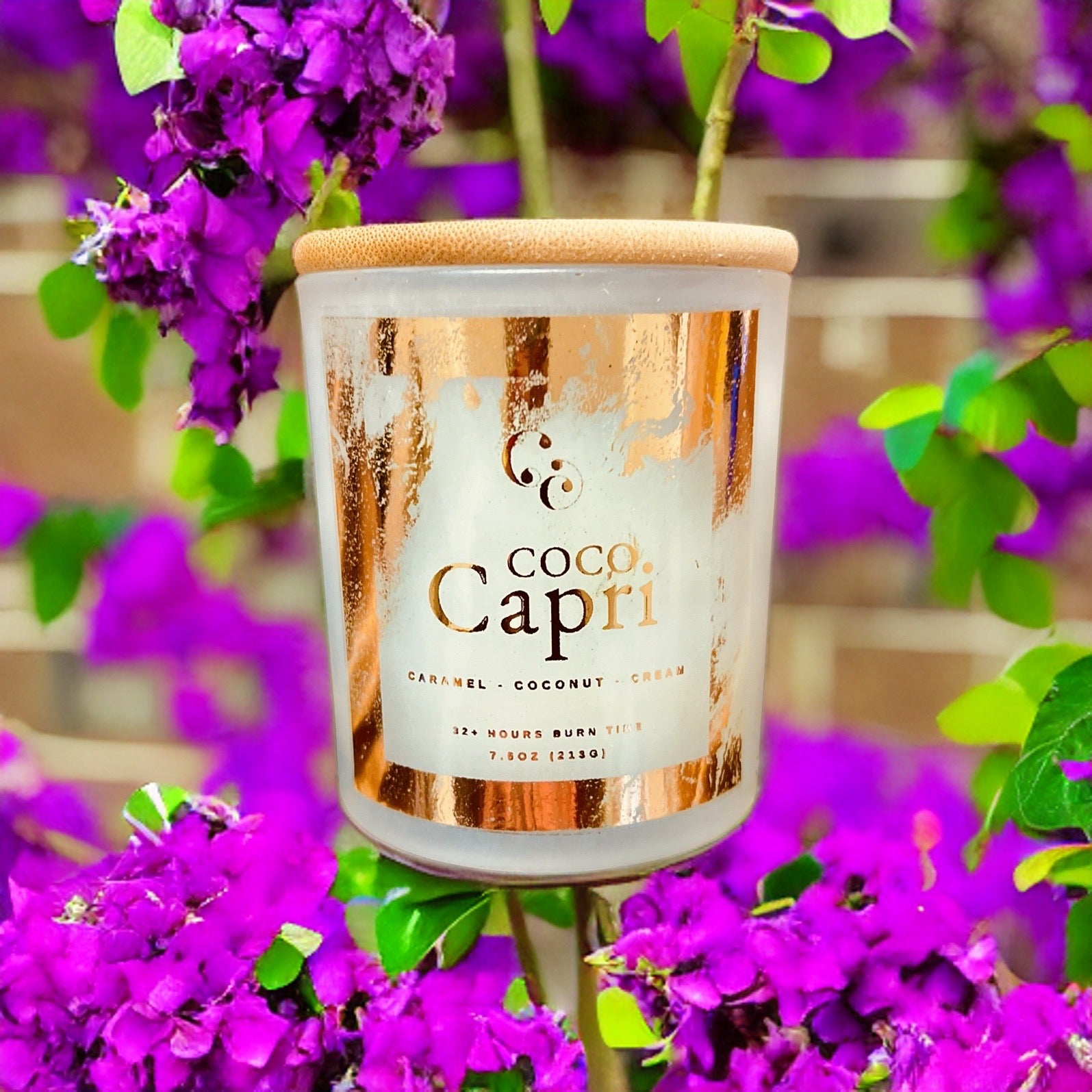 Couture Candlez by Jewelz luxury copper foiled candle with notes of caramel, coconut, & cream (Coco Capri)