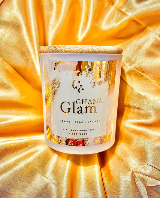 Couture Candlez by Jewelz luxury gold foiled candle with notes of lemon, sage, & vanilla (Ghana Glam)