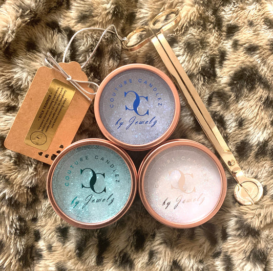 Couture Candlez by Jewelz Rose Gold Luxury Mini Candle Sampler Gift Set (Treasure de Trois)